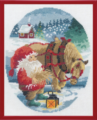 Broderisett Nisse & hest R5798 20 x 25 cm