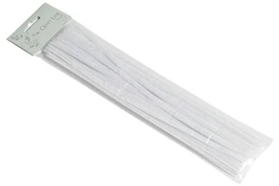 Craft Line Chenille Hvit 0,9x30 cm, 15 stk