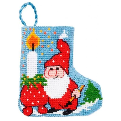 Broderisett nisse og lett julestrømpe