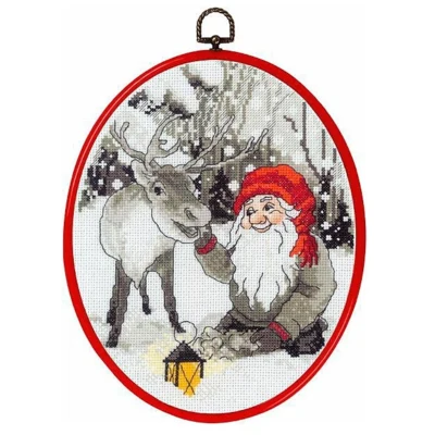 Broderisett nisse og rein