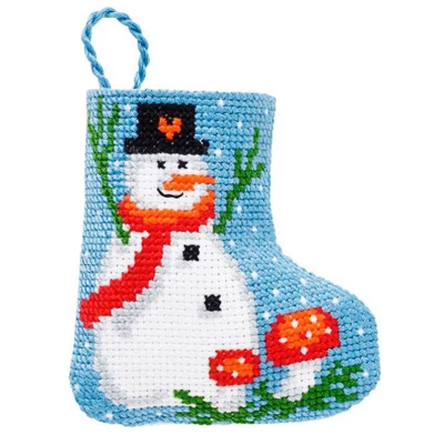 Broderisett Snømann julestrømpe