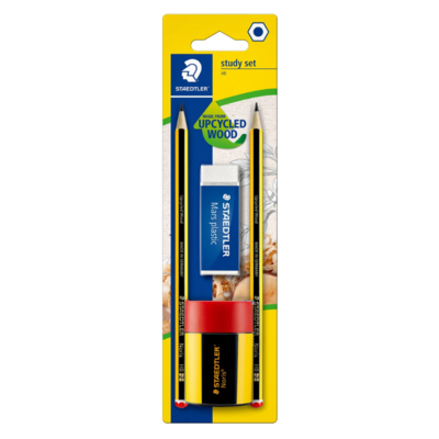 STAEDTLER Blyanter, viskelær og blyantspisser, 4 stk
