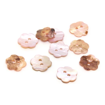 HobbyArts Perlemor Knapper Blomst Lysrosa 15 mm, 10 stk
