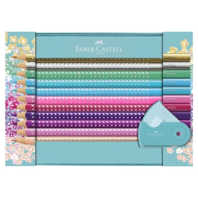 Faber-Castell Sparkle blikkboks 20 glitrende farger + tips