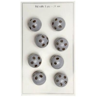 Go Handmade Rattle Balls Grå 24 mm, 8 stk