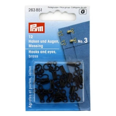 Prym spenner av svart metall, 12 stk.