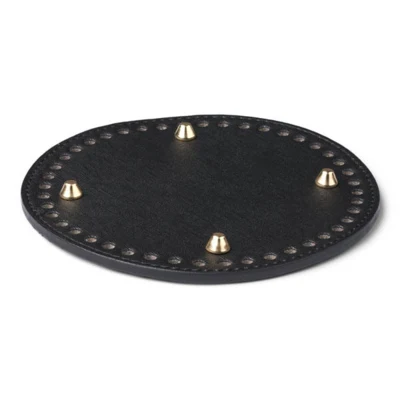 HobbyArts Rund Skinn Basket Base, PU Lær, Sort, 1 stk