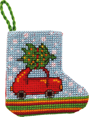 Broderisett Julebil 7 x 7 cm