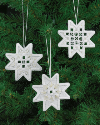 Broderisett Hardanger stjerner x3 7,5x7,5 cm