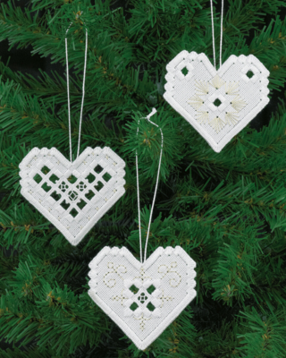 Broderisett Hardanger hjerte x3 7,5 x 7 cm